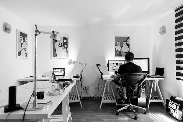 Man working in a home office