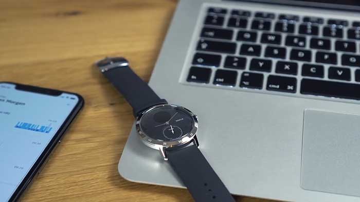 Nokia steel hr connected watch on a desk