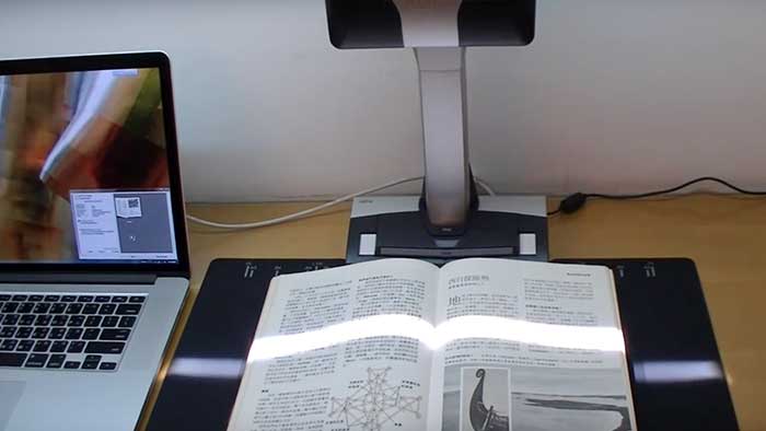 Overhead scanning of a japanese coloring book
