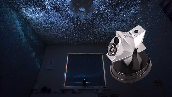 Parrot uncle projecting nebulas on a bedroom ceiling