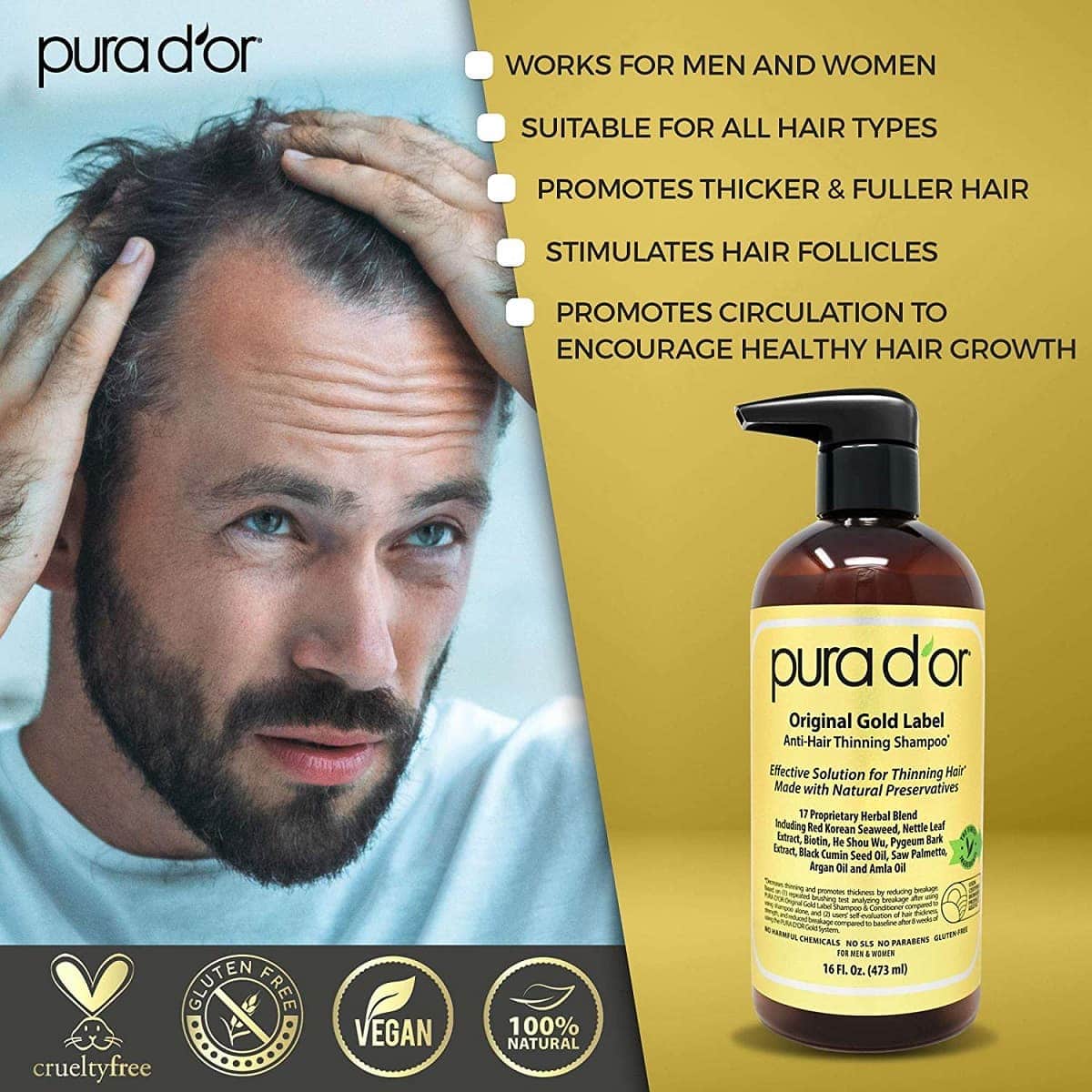 pura dor anti thinning shampoo conditioner image