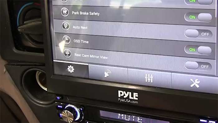 Pyle system screen opened on a toyota dashboard