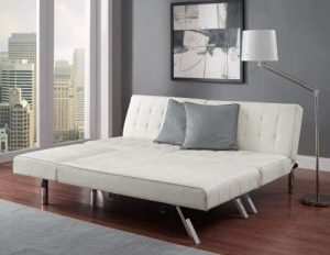 vanilla white faux leather convertible sofa image